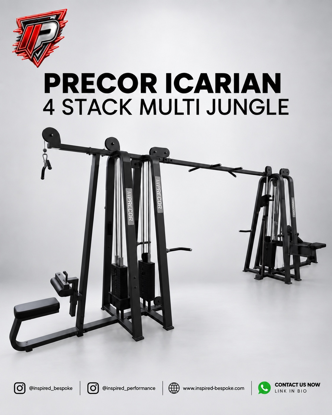Black Precor Icarian 4 Stack Multi Jungle with silver branding